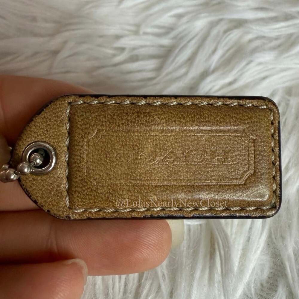 1.5" y2k COACH Tan Fob Bag Charm Hang tag Hangtag